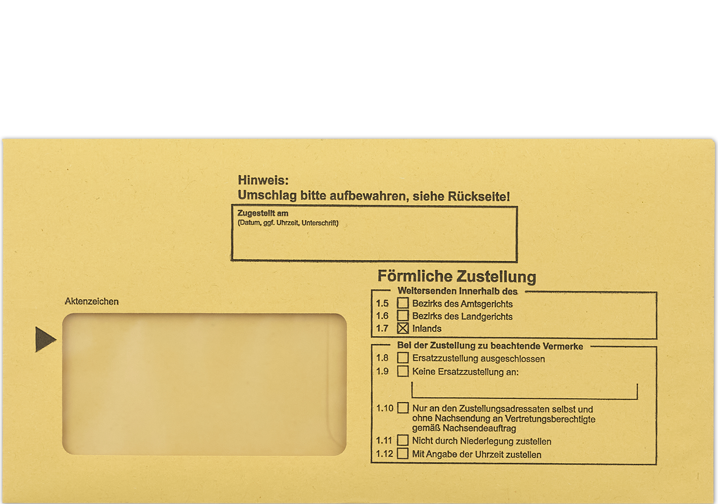 Postzustellungsumschlag 115x225 mm - Vorderseite