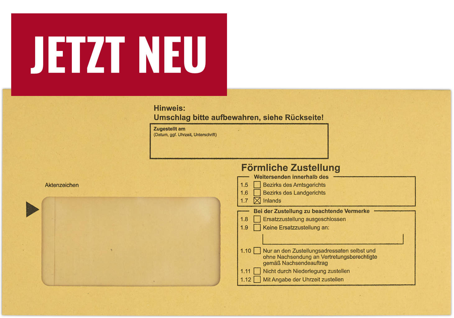 Postzustellungsumschlag DIN lang - mit Fenster - Vorderseite