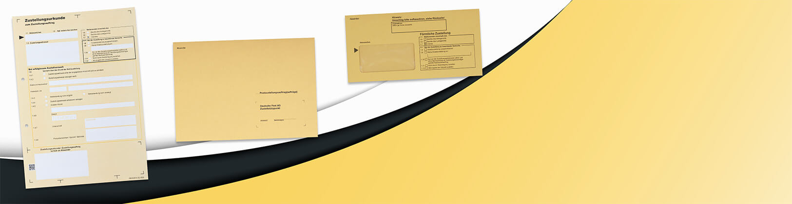 Header-Startseite Urkunden und Umschläge für den Postzustellungsauftrag