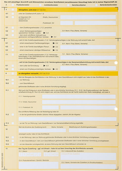 ZU605_NEU_rs_ Postzustellungsurkunde Rückseite