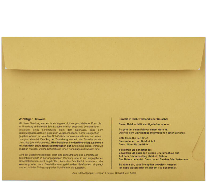 Postzustellungsumschlag mit Haftklebung C5, Rückseite geschlossen