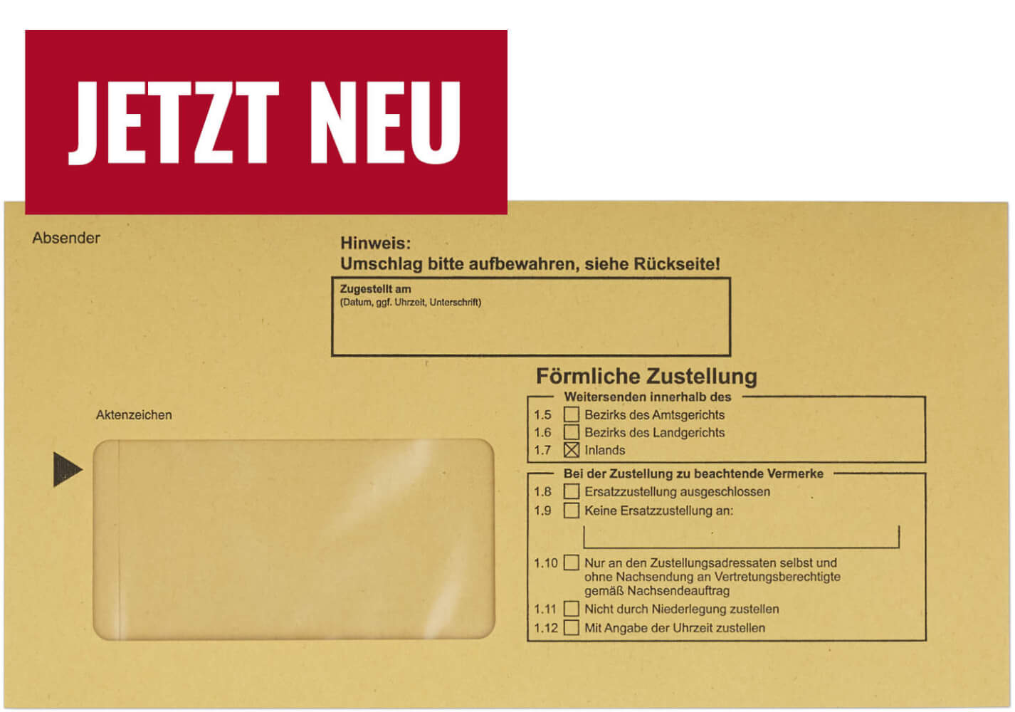 Postzustellungsumschlag DIN lang - mit Fenster - Vorderseite