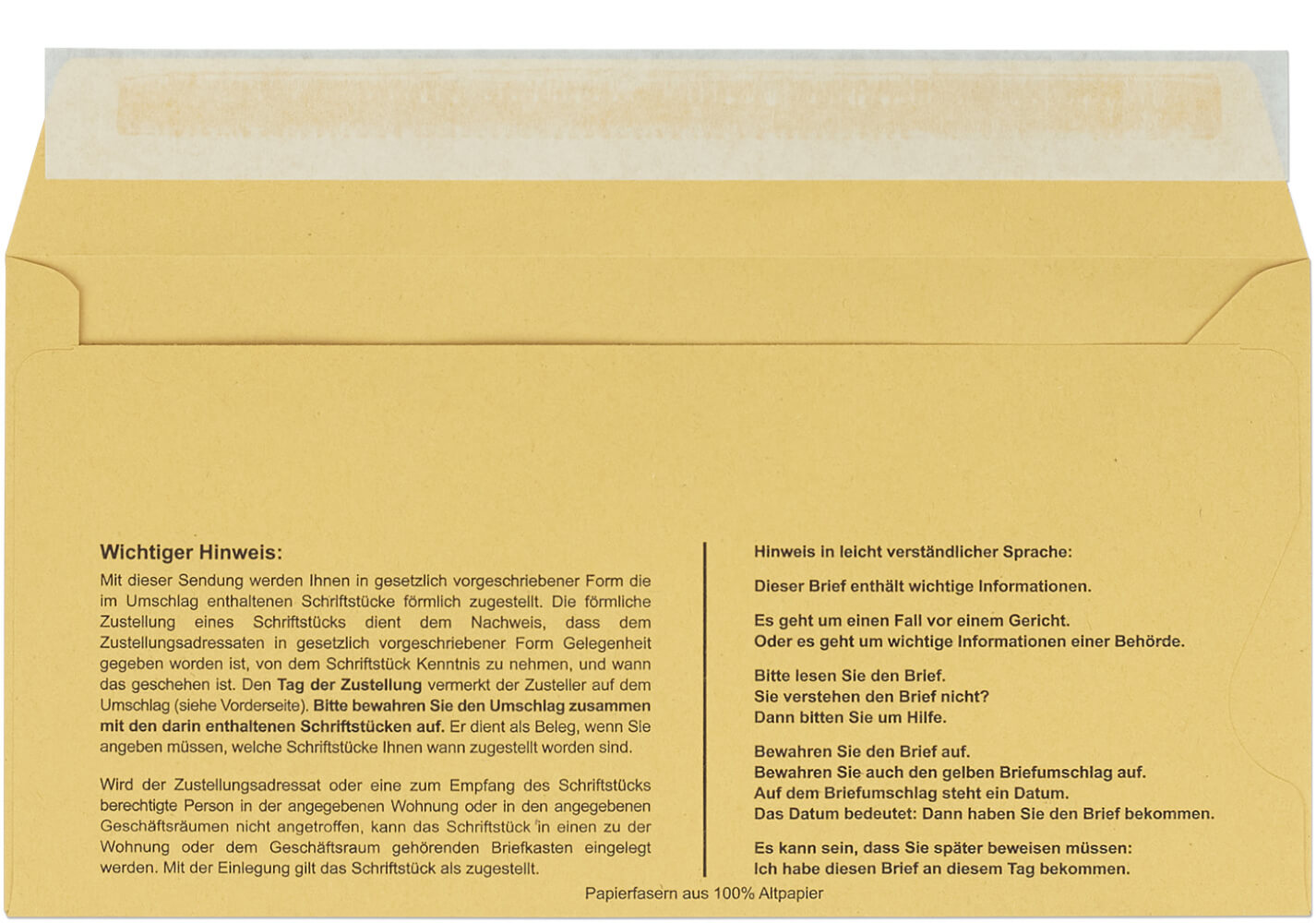 ZU710_NEU_offen Zustellungsumschlag 114x226 mm, mit Haftklebung, Rückseite offen