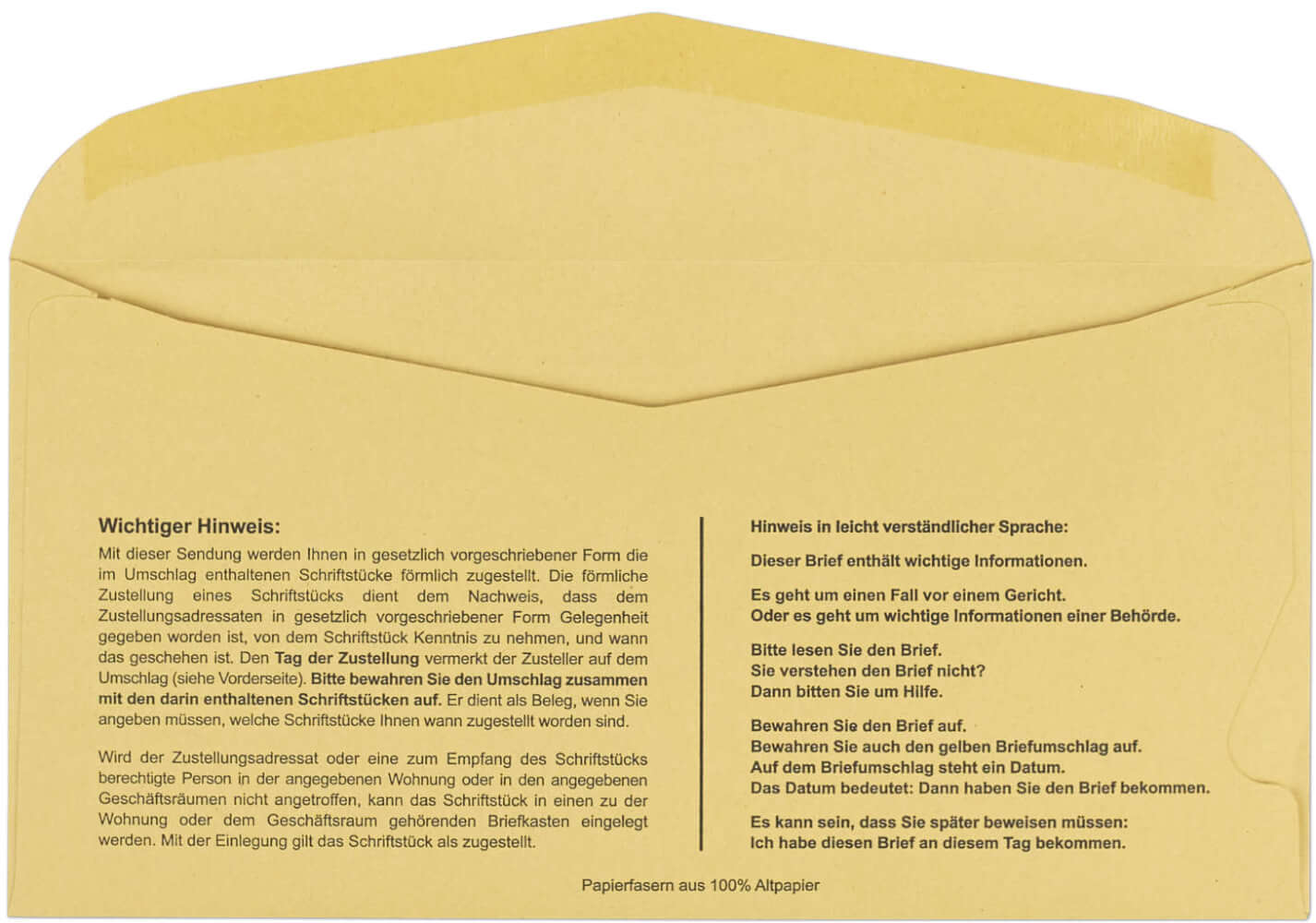 ZU709 Postzustellungsumschlag DIN lang - mit Fenster - Rückseite offen